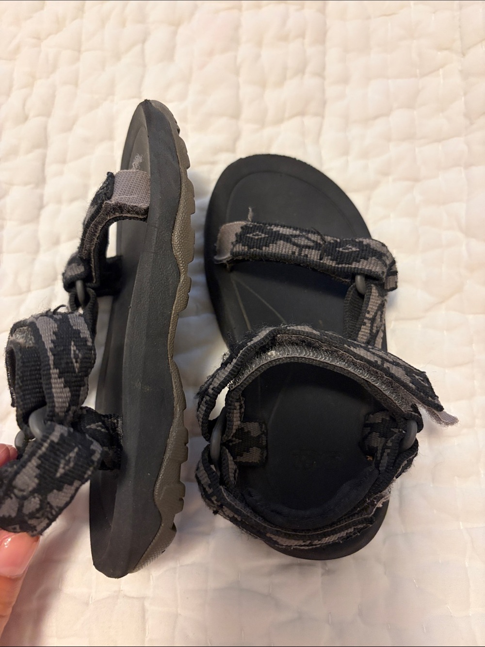 Teva Kids Black Gray Patterned Sport Sandals